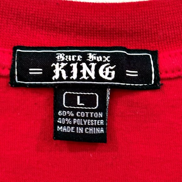 Bare Fox King PLATINUM LIFE Shirt Size Large Red Gold Black Reversible Sequins - Picture 6 of 7